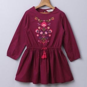 Maroon Floral Embroidered Dress
